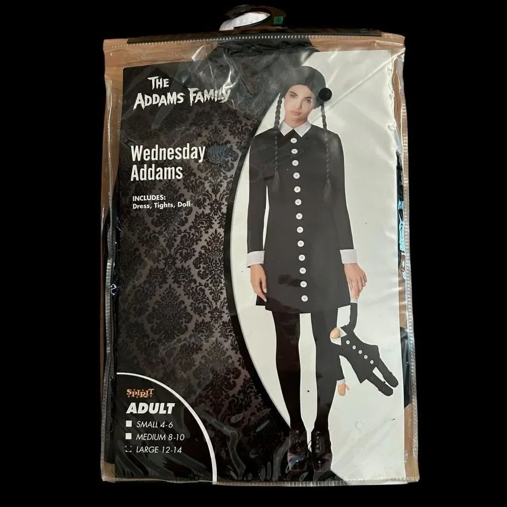 Wednesday Addams Family Halloween Costume Adult Size Large 12/14 NIP